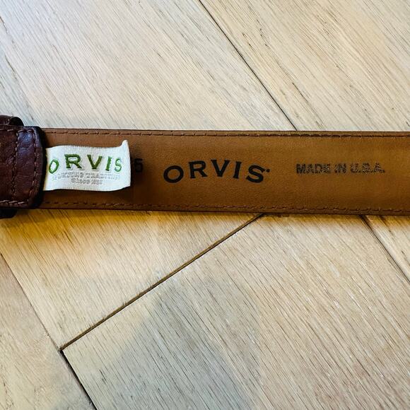 Vintage ORVIS Made in USA Brown Leather Security Hidden-Zipper Money Belt Sz 34 - Picture 7 of 7